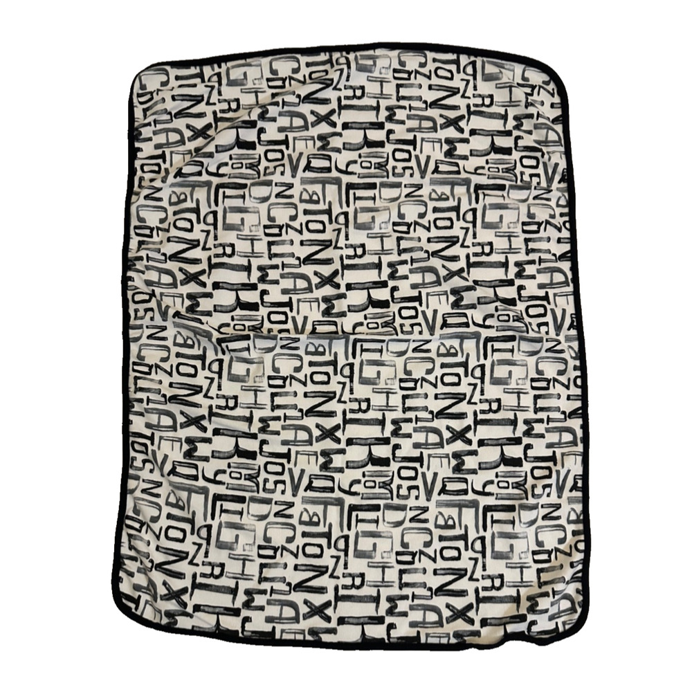 Rene Rofe Black White Gray ABC Alphabet Baby Kids Blanket Lovey Swaddle